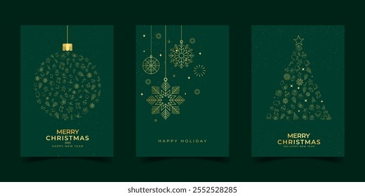 Merry christmas modern luxury for greeting card template design art decoration.on dark green background