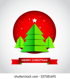 Merry Christmas with modern Christmas tree. Vector Illustration