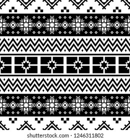 Merry Christmas Monochrome Pattern Seamless Ethnic Stock Vector ...