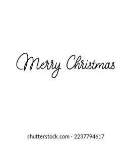 Merry Christmas Monoline Lettering. Vector Illustration of Calligraphy Line Isolated over White Text.