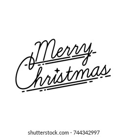 Merry Christmas monoweight script handwritten signage, vector. Ideal for Xmas holidays graphic and web design