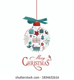 Merry Christmas mood. Simple minimalistic flat cartoon style background. 