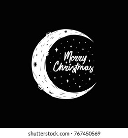 MERRY CHRISTMAS MOON BLACK BACKGROUND