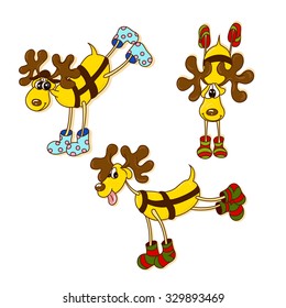 merry christmas moose in colored socks