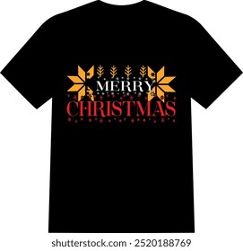 MERRY CHRISTMAS MULTICOLOR TYPOGRAPHY T SHIRT | PINE TREE AND STARS | A UNIQUE MULTICOLOR CHRISTMAS T SHIRT FOR AMERICAN MEN AND WOMEN 