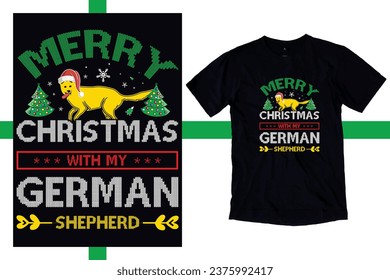 Merry Christmas with my German Shepherd Dog Shirt, German Shepherd Dog T-shirt, Xmas Shirt, Christmas Shirt, Xmas Lighting Santa Ugly German Shepherd Dog Christmas Shirt