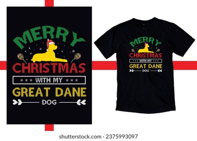 Merry Christmas with my Great Dane Dog Shirt, Great Dane Dog T-shirt, Xmas Shirt, Christmas Shirt, Xmas Lighting Santa Ugly Great Dane Christmas Shirt