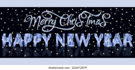 Merry Christmas nad Happy New year banner, vector illustration	