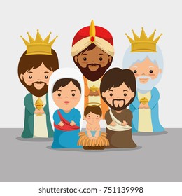 merry christmas nativity scene with holy family 