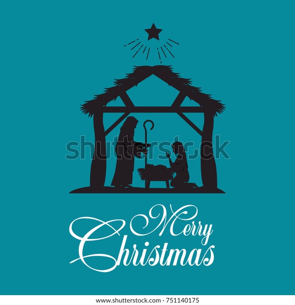 Merry Christmas Nativity Scene Holy Family Stock Vector (Royalty Free ...