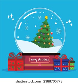 Merry Christmas Nature Winter vector graphic. 