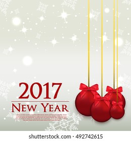 Merry Christmas. New 2017 Year. Holiday Celebration, Xmas And New Year. Vector Illustration