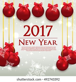 Merry Christmas. New 2017 Year. Holiday Celebration, Xmas And New Year. Vector Illustration