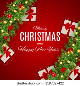Merry Christmas and New Year Background. Vector Illustration EPS10