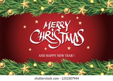 Merry Christmas and New Year Background, Vector