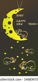 Merry Christmas and New Year Background. New 2020 year of the rat.Vector Illustration EPS10