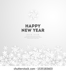 Merry Christmas and New Year background with winter snowflake landscape for horizontal poster, greeting cards, headers, website