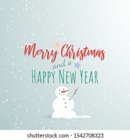 Merry christmas and new year background with snowman 