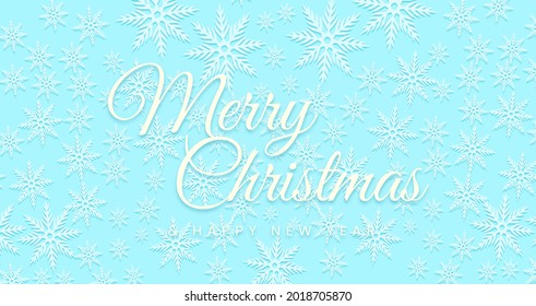 Merry Christmas and New Year Background Banner in calm blue with snow shadow elements, modern christmas day greeting design. Vector abstract background texture design. website background