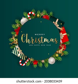 Merry Christmas and New Year Background. Vector Illustration EPS10