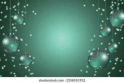 Merry Christmas and New Year background with turquoise  christmas balls.Vector design