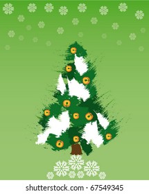 merry christmas and new year background with snowflake and christmas tree, EPS 8 vector