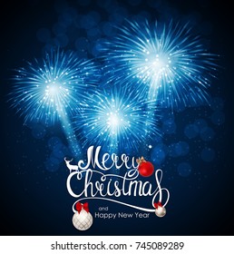 Merry Christmas and New Year Background. Vector Illustration EPS10