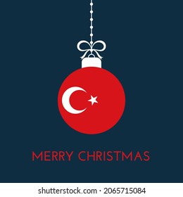 Merry Christmas and new year ball with Turkey flag. Christmas Ornament. Vector stock illustration
