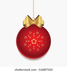 Merry Christmas and New Year Ball icon. Fireworks and stars symbol Christmas ball