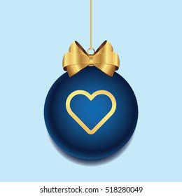 Merry Christmas and New Year Ball Heart icon. Merry Christmas symbol Design