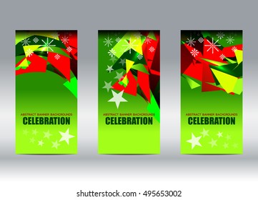 Merry Christmas and New Year banner design vertical background set, vector illustration