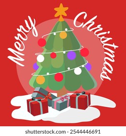 Merry Christmas and New Year big pile of colorful gift boxes and Christmas tree with garland and toy. Collection of gift present. Christmas gifts box in kraft paper. Attributes of the winter holiday