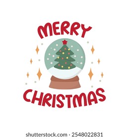 Merry Christmas, and New Year calligraphic vector lettering design and sticker