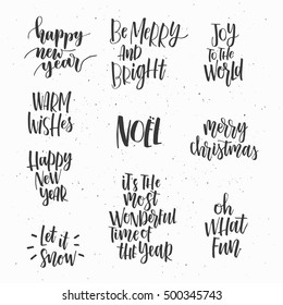 Merry Christmas. New Year Christmas Calligraphy, Brush Lettering Vector Background