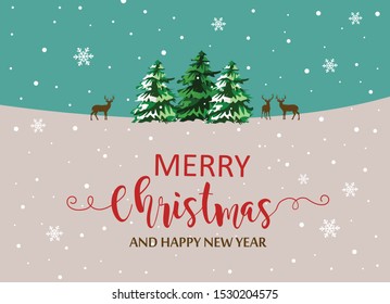 Merry Christmas and New Year card on Christmas background. Vector illustration.