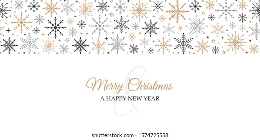 Merry christmas new year christmas card. Winter snowflakes seamless vector pattern