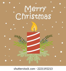 Merry christmas and new year card with cute characters on brown background