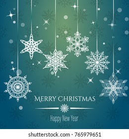 Merry Christmas and New Year card  with snowflakes
. Merry Christmas vector design perfect for cards, prints, flyers, banners, invitations.