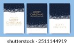 Merry Christmas and New Year cards and invitations to corporate events. Snowflakes on a blue background. Winter vector illustration	