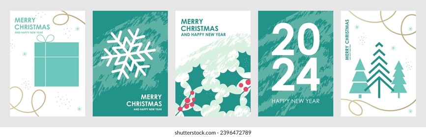 Merry Christmas and New Year cards and invitations to corporate events. Design for graphic and web design, social media banners, vector illustration.