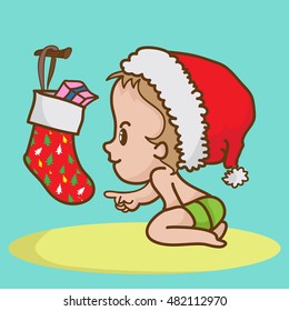 merry christmas and new year cartoon cute vector character