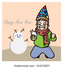 merry christmas and new year cartoon cute vector character