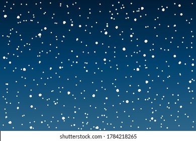 Merry Christmas and New Year celebration blue background with fall shining snow and big white snowflakes. Winter vector background, banner, poster, card, frame.