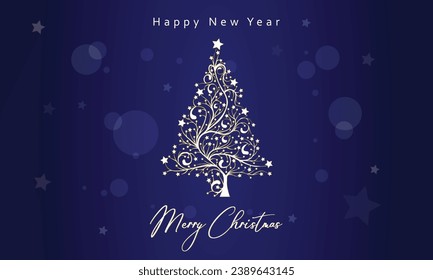 Merry Christmas new year celebrations blue and white illustration.