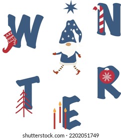 Merry Christmas and New Year Composition isolated Vector illustration on white background