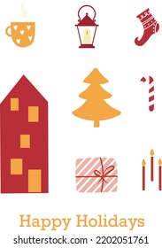 Merry Christmas and New Year Composition isolated Vector illustration on white background