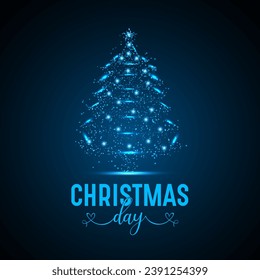 Merry christmas and new year, Merry christmas day. Geometric shape futuristic polygonal vector of christmas tree in the form of a starry sky space. Low poly style design.