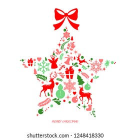 Merry Christmas and New Year decorations elements seamless pattern border, Christmas backgrounds and wrapping paper. Vector file