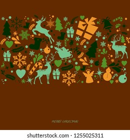 Merry Christmas and New Year decorations elements seamless pattern border, Christmas backgrounds and wrapping paper. Vector file