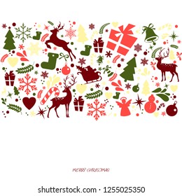 Merry Christmas and New Year decorations elements seamless pattern border, Christmas backgrounds and wrapping paper. Vector file